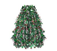 HBell 10 Meters Christmas Tinsel Garland - Chunky Metallic Twist Xmas Hanging Decoration for Tree, Wedding, Party Supplies (Green, Red)