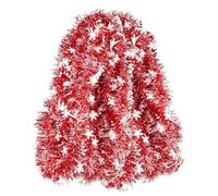 HBell 10 Meters Chunky Metallic Twist Garland - Xmas Tinsel Hanging Decoration for Christmas Tree & Wedding Party Supplies (Red White)