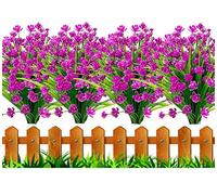 HBell 12Pcs Artificial Flowers Outdoor Decorations,Greenery Shrubs Plants Artificial Plastic Flowers UV Resistant No Fade Fake Flowers Indoor Outside Hanging Plants Home Garden Porch Decor (Fuchsia)