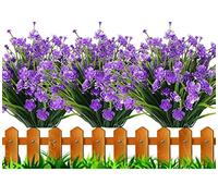 HBell 12Pcs Artificial Flowers Outdoor Decorations,Greenery Shrubs Plants Artificial Plastic Flowers UV Resistant No Fade Fake Flowers Indoor Outside Hanging Plants Home Garden Porch Decor (Purple)