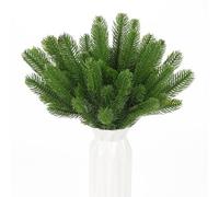 HBell 24Pcs Artificial Pine Branches 26cm Frosted Picks Greenery Stems Christmas Tree Pick Winter Faux Fir Sprays Twig for Wreaths Season Decor (Green)