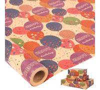 HBell Birthday Wrapping Paper Roll,43cm*10m Colorful Balloons Wrapping Paper,Colored Kraft Gift Wrapping Paper for Birthday,Party,Baby Shower,Christmas,Festive Decorations