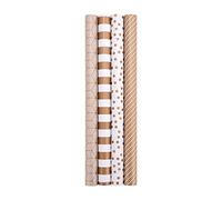 HBell Gold Wrapping Paper Roll,4 Rolls 44cm x 3M Gift Wrapping Paper, Birthday Wrap Paper Roll,Striped Dot Gold Wrap Paper for Birthday,Party, Wedding,Baby Shower,Festive Decorations