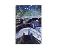 HBEOOP Edvard Munch Famous Paint (Starry Night) Print Poster Canvas Wall Art Prints Photo Picture Paintings Room Decor Home Decorative 16x24inch(40x60cm)