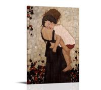HBEOOP Gustav Klimt Famous Paint (A Mother Holding A Child) Print Poster Wall Art Picture Painting Canvas Prints Artworks Bedroom Living Room Decor 16x24inch(40x60cm)