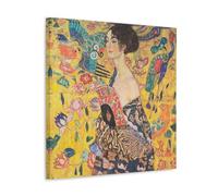 HBEOOP Gustav Klimt Famous Paint (Lady with Fan) Print Poster Room Aesthetic Print Art Wall Painting Canvas Modern Bedroom Decor 12x12inch(30x30cm)