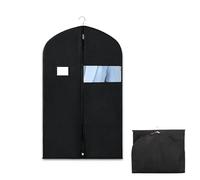 HBERCAI Garment Cover, 100 x 60 cm, Black, Breathable, Waterproof Fabric, Zipper Closure, Dustproof, Mothproof, Clear Window, Perfect for Long Dresses, Suits, Jackets, Travel