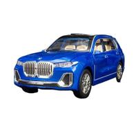 HBEUBUOEB Pre Built Scaled Model 1:24 For BMW X7 SUV Car Alloy Model Toy Simulation With Six Doors Opened Sound Light Toys Simulation Replicas(Blue)