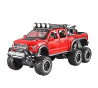 HBEUBUOEB Pre Built Scaled Model 1:24 For F150 Raptor Diecast Metal Model Car With Sound And Light Simulation Replicas(RED)