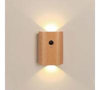 HBGFHG Motion Sensor Light Indoor Wooden Smart Night Lights Rechargeable Sensor Stair Lights Wall Sconce Led Up Down Wall Lamp for Hallway Stairway Bedroom (Beech 1PC)
