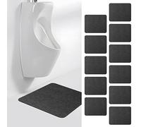 HBGOTL Urinal Mats for Men's Bathroom (12 Pack) | Anti-Slip, Super Absorbent Floor Mats Under Urinal | Easy to Clean, Long Lasting | Dark Grey, Rectangular Shape