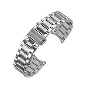 HBGRVCKS Curved End Solid Stainless Steel Watch Strap 12 14 16 18 20 21 22 24mm Butterfly Buckle Men's Women's Metal Strap(Silver,12mm)