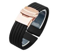 HBGRVCKS Silicone Watch Band 18mm 20mm 22mm 24mm Unisex Watch Strap Replacement Watch Strap Watch Accessories For Traditional Or Smart Watches(Black-Rose Gold Buckle A,22mm)