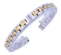 HBGRVCKS Stainless Steel Watch Strap 8mm 10mm Folding Buckle Universal Strap Metal Replacement Wristwatch Band Accessories(Silver Gold A 8mm)