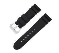 HBGRVCKS Watch Strap Silicone Rubber Watch Strap Men's Sports Universal Bracelet 22mm 24mm 26mm Replacement Watchband Accessories(Black-Sliver Clasp,24mm)