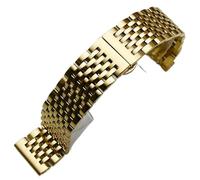 HBGRVCKS Watch Strap Watch Strap Curved End Stainless Steel Watch Band 20mm 22mm Replacement Strap Butterfly Clasp Bracelet(Gold,24mm)