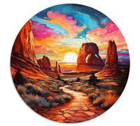 HBHGYMA 1000 Piece Jigsaw Puzzle Arches in Utah, Round, Scenic, Cardboard, 67.5 x 67.5 cm, 6 - 12 Years, Intermediate
