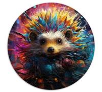 HBHGYMA 1000 Piece Round Hedgehog Jigsaw Puzzle, Cardboard, Whimsical Style, Unisex, All Ages, 67.5 x 67.5 cm
