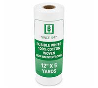 HBI Fusible Cotton Woven Interfacing, White Iron-On, 12 in x 5 yd
