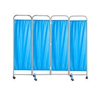 HBIAO Folding Protective Screens, Room Divider Screen Thickened Stainless Steel Covering Cloth Art Screen, Privacy Partition Hospital Ward,Blue,4 Folds