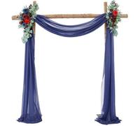 HBKUHIUT 3-6Meters Arch Chiffon,Curtain Tulle Ceiling Drapes for Ceremony Party Reception Decoration-Navy Blue-75x300cm