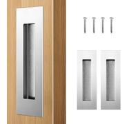 HBL' 2 Pack | 150MM Pocket Door Pull Handles, 304 Stainless Steel Sliding Barn Door Handle, Recessed Finger Pull for Closet Door and Large Drawer, Silver.