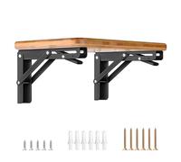 HBL' 2 Pack Folding Shelf Brackets 16 Inch Heavy Duty Shelf Brackets Wall Mounted Foldable Shelving Brackets for Drop Leaf Table, Folding Desk(Shelf Bracket Only)