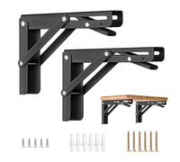 HBL' 2 Pack Folding Shelf Brackets 400MM Heavy Duty Shelf Brackets Wall Mounted Foldable Shelving Brackets for Drop Leaf Table, Folding Desk(Shelf Bracket Only)