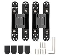 HBL' 2 Pack Hidden Door Hinges, 7 Inch Black Heavy Duty Hidden Hinges for Secret Doors, 3-Way Adjustable to Bulid Conceal Bookcase Door