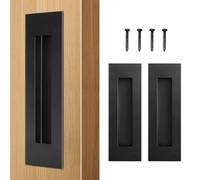 HBL' 4 Pack | 150MM Pocket Door Pull Handles, 304 Stainless Steel Sliding Barn Door Handle, Recessed Finger Pull for Closet Door and Large Drawer, Black.