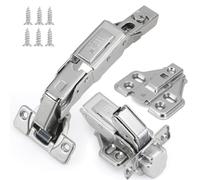 HBL' 4 Pack 165 Degree Soft Close Cabinet Hinges, Full Overlay Kitchen Cabinet Hinges, Concealed European Hinges for Lazy Susan, Pie Corner Cabinet, Open Widely and Easy Access