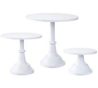 HBlife 3-PCS White Cake Stand Set (8"/10"/12" Plate) for 6-10 Inch Cakes, Perfect Dessert Table Display Set, Cupcake&Cake Stands for Party, Wedding, Birthday, Baby Shower, Anniversary (Metal)