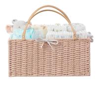 HBlife Large Baby Diaper Caddy Organizer Pink, Paper Rope Storage Baskets Nursery Bin with Removable Divider, Portable Car Organizer for Diapers, Baby Shower Gifts, Newborn Essentials Must Haves