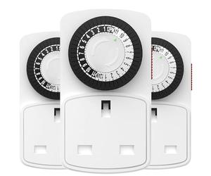 HBN 24 Hour Plug-in Compact Timer Plug Socket, Mini Energy Saver Mechanical Timer Switch for Indoor Lights, Christmas Lights and Home Appliances (13A/2900W, 3 Pack)