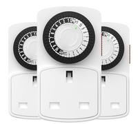 HBN 24 Hour Plug-in Mech Timer Plug Socket UK for Home Security,3PACK