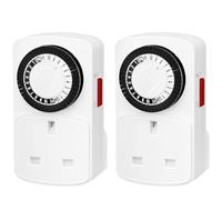 HBN 24 Hour Programmable Plug Timer Socket UK,Plug-in Segment Plugs Timers Switch,Energy Saving Light Switchs for Lamps,Home Security,Indoor Lights and Christmas (30min,2Pack)