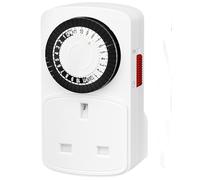 HBN 24 Hour Programmable Plug Timer Socket UK,Plug-in Segment Plugs Timers Switch,Energy Saving Light Switchs for Lamps,Home Security,Indoor Lights and Christmas (30min,1Pack)