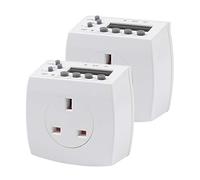 HBN 7day Digital Electronic Timer Socket Plug with 8 On-Off Programs, Programmable Switch Timers, Anti-Theft Random and Summer-Timer Function for Lights and Home Appliances, 13A/3120W, 2 Pack