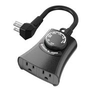 HBN Outdoor Light Timer Waterproof, Weatherproof Photocell Dusk to Dawn Light Sensor Timer 2/4/6/8 Countdown Timer, 2 Grounded Outlet for Christmas Lights，Hallowen Deceration，1875W 15A 1/2HP