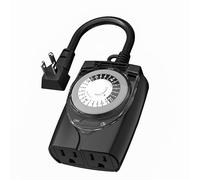 HBN Outlet Timer, 24 Hour Mechanical Outdoor Timer for Lights, Plug in Timer Waterproof, 2 Grounded Timer Outlets for String Lights and Holiday Decorations, 15A 1/2HP