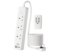 HBN Remote Control Extension Lead with 3 Individually Controlled Outlets,Surge Protection Power Strip with 2M Cable,Plug Extensions Socket with 4 USBs (incl.2USB-C),13A