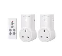 HBN Remote Control Plug Socket, 13A/3120W Wireless Light Switch 30M/100ft Operating Range for Household Appliances, 2 Pack Sockets and 1 Remote