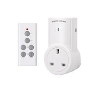 HBN Remote Control Plug Socket, 13A/3120W Wireless Light Switch 30M/100ft Operating Range for Household Appliances, 1 Pack Sockets and 1 Remote