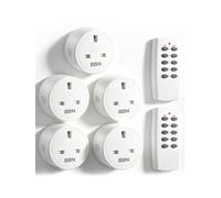 HBN Remote Control Plug Sockets with ON/OFF Light Switches | 13A Wireless Remote Plugs, 30m Range, Ideal for Elderly & Pregnant, 5 Plugs & 2 Remotes(240V, 3120W)