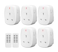 HBN Wireless Remote Control Plug Socket UK, 13A/3120W Remote-Control Outlet Sockets for Lamp,Wireless Remotes Light Switch with 30m/100ft Operating Range,5 Pack Sockets and 2Remote
