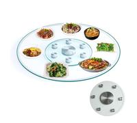 HBOOMOEM Clear Glass Lazy Susan Rotating Tray，Large Tabletop - 360° Rotating Tray，Glass Turntable，Suitable for Family Gatherings, Hotels, Restaurants, and Other Venues.(E,70CM/27.6in)