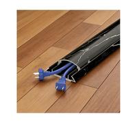 HBOOMOEM Cord Hider Wall，Extension Cord Covers for Floor，Easy to install, effectively prevents tripping hazards, and is suitable for both wall and floor mounting.(Black Wood Grain,No. 4-5m)