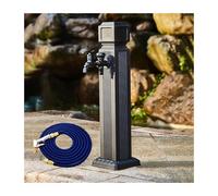HBOOMOEM Free Standing Gardens Column,Vertical Pillar Floor Mount Water Tap,304 Stainless Steel Square Garden Water Column,Suitable for Farms, Washing and Car Washing.(Spray Gun,65CM/25.6IN_A)