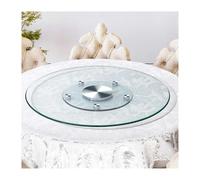 HBOOMOEM Large Tempered Glass Rotating Plate，Swivel Serving Plate With Auxiliary Wheels，A Rotating Serving Tray Suitable For The Dining Table, Making It Easy To Share Food.(110CM/43.3in)