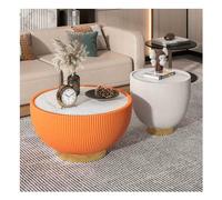 HBOOMOEM Round Coffee Table，Center Tea Table，Simple Living Room Coffee Table，Minimalist Center Table Tea Table，Living Room Round Bowl Shaped Coffee Table, Leather Top Rock Table.(Large orange and smal